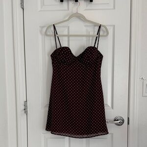 White Fox Brown Polka Dot Spaghetti Strap Dress